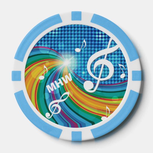 Muziek Illustratie aangepaste monogram poker chips (Voorkant)