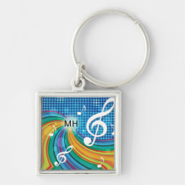Muziek Illustratie aangepaste monogram sleutelkete Sleutelhanger