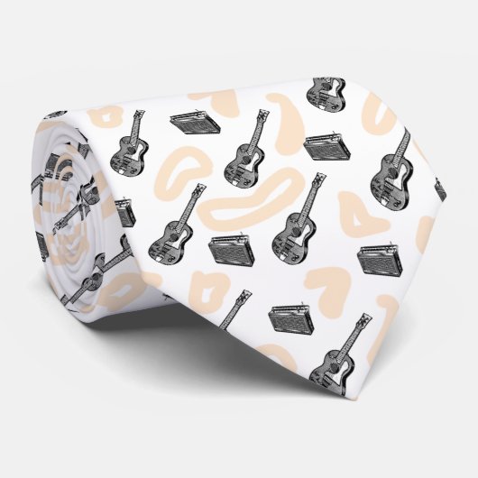 Muziek  Illustraties Gitaar Radio 1 NT Stropdas (Opgerold)