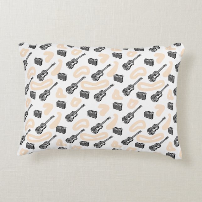 Muziek  illustraties Guitar Radio Pattern P Decoratief Kussen (Achterkant)