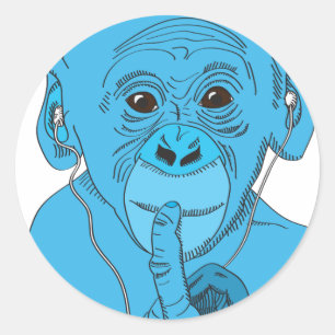 Muziek in aap ronde sticker