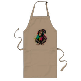 Muziek in apensets luisteren, muziek geobsedeerd d lang schort