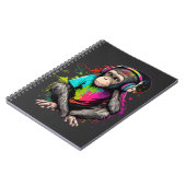 Muziek in apensets luisteren, muziek geobsedeerd d notitieboek (Linkerzijde)