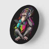 Muziek in apensets luisteren, muziek geobsedeerd d ronde klok (Hoek)