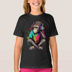 Muziek in apensets luisteren, muziek geobsedeerd d t-shirt