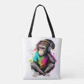 Muziek in apensets luisteren, muziek geobsedeerd d tote bag (Achterkant)