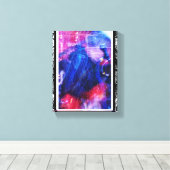 Muziek in Beweging Blauw Paarse Frame Kunst Canvas Afdruk (Insitu (Houten vloer))