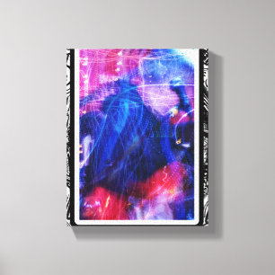 Muziek in Beweging Blauw Paarse Frame Kunst Canvas Afdruk