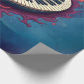 Muziek in beweging, de gebogen piano.  cadeaupapier (Hoek)
