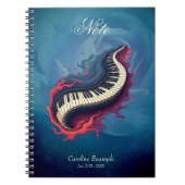 Muziek in beweging, de gebogen piano. notitieboek (Voorkant)