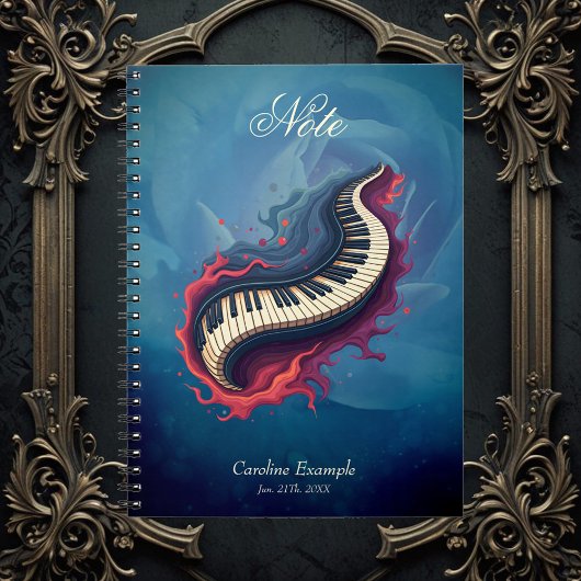 Muziek in beweging, de gebogen piano. notitieboek