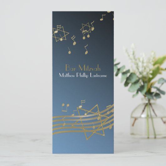 Muziek in de Air Bar Mitswa 9,25 x 4 Kaart (Staand voorkant)