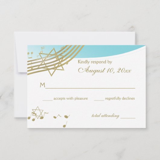 Muziek in de Air Bat Mitswa-reactie RSVP Kaartje (Achterkant)