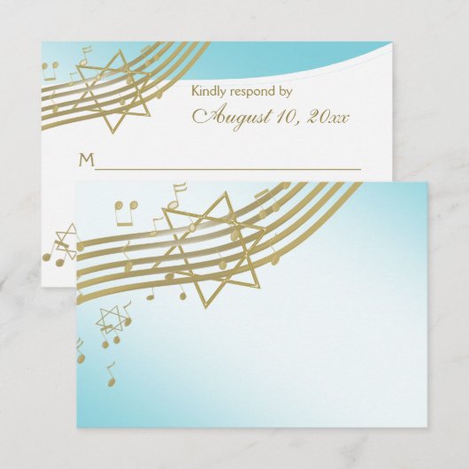 Muziek in de Air Bat Mitswa-reactie RSVP Kaartje (Voorkant / Achterkant)