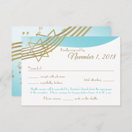 Muziek in de Air Bat Mitswa Response Custom RSVP Kaartje (Voorkant / Achterkant)