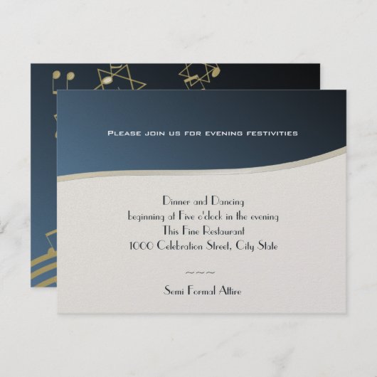 Muziek in de lucht viering kaart (Voorkant / Achterkant)