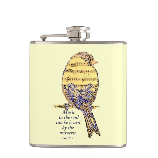 Muziek in de Soul Heard Universe muzieknoot Bird Heupfles (Voorkant)