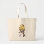 Muziek in de Soul Quote & Music Note Bird Grote Tote Bag (Voorkant)