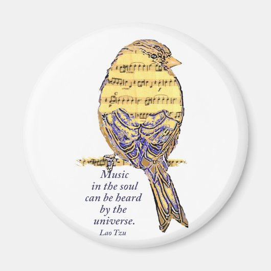 Muziek in de Soul Quote & Music Note Bird Magneet (Voorkant)