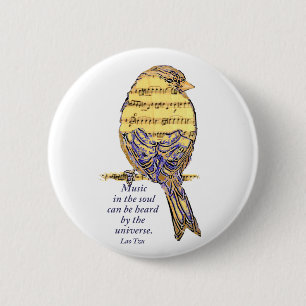 Muziek in de Soul Quote & Music Note Bird Ronde Button 5,7 Cm