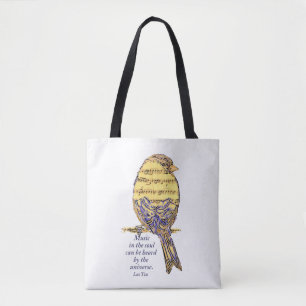 Muziek in de Soul Quote & Music Note Bird Tote Bag