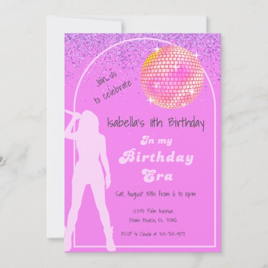 Muziek in haar verjaardagstijdperk roze verjaardag kaart (Voorkant)