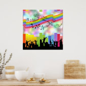 Muziek in kleurrijke partij poster (Keuken)