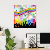 Muziek in kleurrijke partij poster (Thuiskantoor)