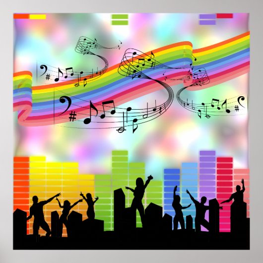 Muziek in kleurrijke partij poster (Voorkant)