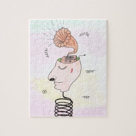 "Muziek in mijn hoofd" briefkaart Legpuzzel (Verticaal)