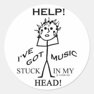 Muziek in mijn hoofd ronde sticker