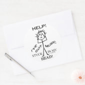 Muziek in mijn hoofd ronde sticker (Envelop)