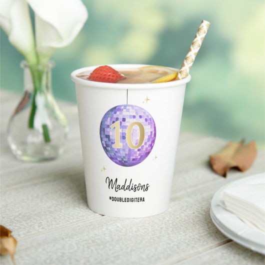 Muziek in mijn verjaardag tijdperk Paarse Disco Pa Papieren Bekers (Insitu)