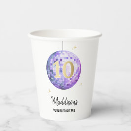 Muziek in mijn verjaardag tijdperk Paarse Disco Pa Papieren Bekers