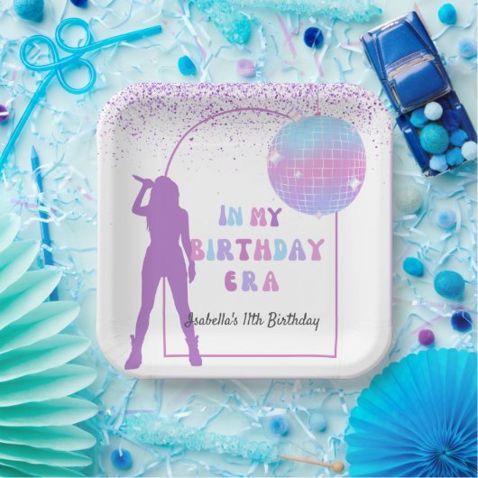 Muziek in mijn verjaardagstijd Paarse verjaardagsf Papieren Bordje (Feest)