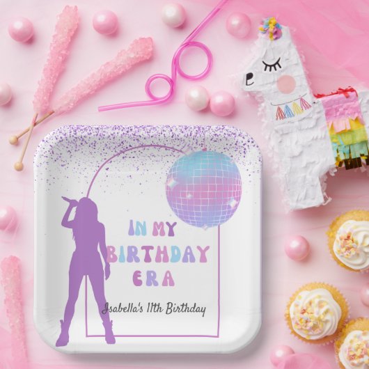 Muziek in mijn verjaardagstijd Paarse verjaardagsf Papieren Bordje (Feest)