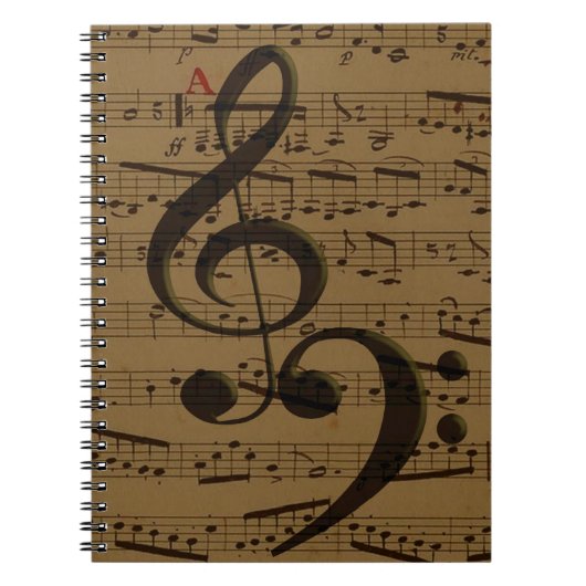 Muziek in Treble Clef Bass sheet Notitieboek (Voorkant)