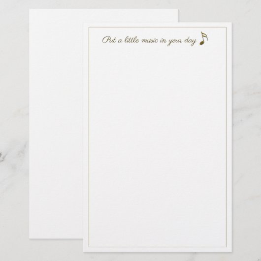 Muziek in uw dag Gold Music Note-serie Briefpapier (Voorkant / Achterkant)