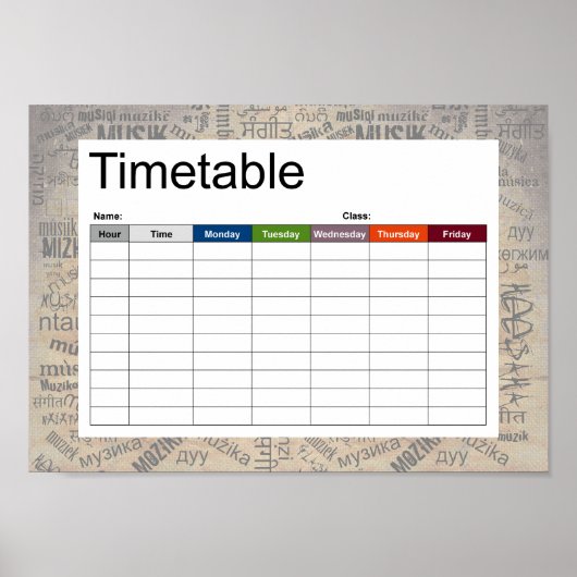 Muziek in verschillende talen poster (Voorkant)