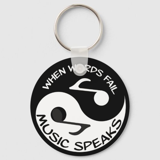 Muziek in zwart-wit & noot Modern Musical Sleutelhanger (Voorkant)