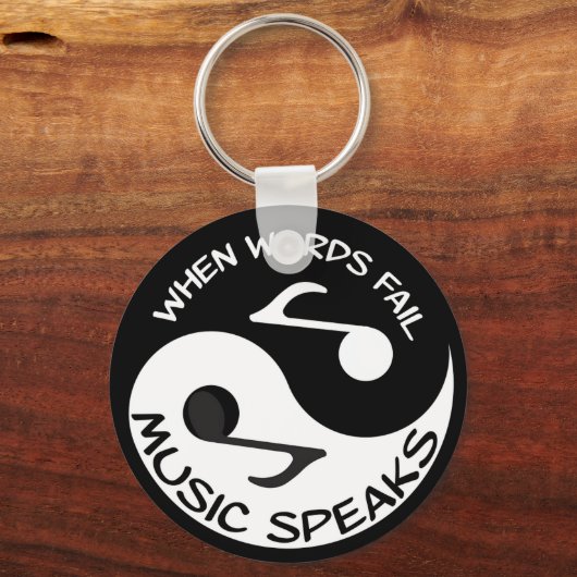 Muziek in zwart-wit & noot Modern Musical Sleutelhanger (Voorkant)