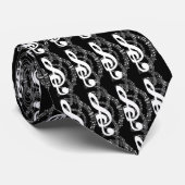 Muziek in zwart-wit - verticaal patroon stropdas (Opgerold)