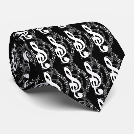 Muziek in zwart-wit - verticaal patroon stropdas (Opgerold)