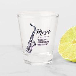 Muziek, instrument, liefhebbers, saxofoon shot glas