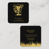 Muziek Instrumenten Event Organizer DJ's Zwart Gou Vierkante Visitekaartje (Voorkant / Achterkant)