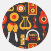 Muziek Instrumenten Kunst Ronde Sticker (Voorkant)
