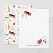 Muziek Instrumenten Muziek Thema Patroon Bedankkaart (Voorkant / Achterkant)