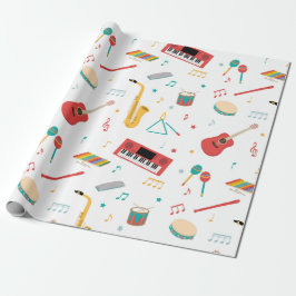 Muziek Instrumenten Muziek Thema Patroon Cadeaupapier
