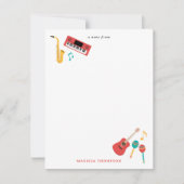 Muziek Instrumenten Muziek Thema Patroon Notitiekaartje (Voorkant)