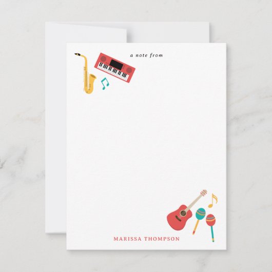 Muziek Instrumenten Muziek Thema Patroon Notitiekaartje (Voorkant)